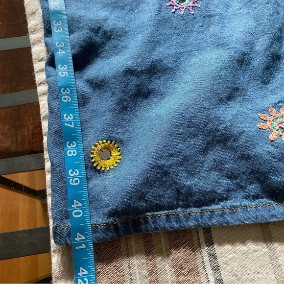 Zara Denim Embroidered Geo Shapes Midi Halter Dress XS - Picture 15 of 16